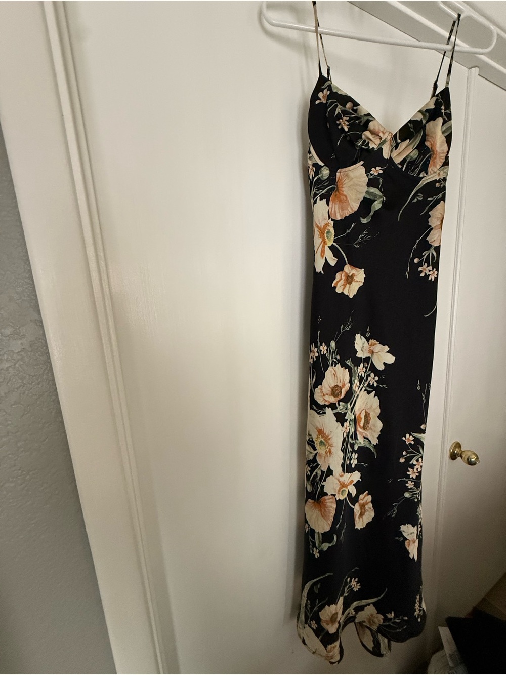 Astr Black Floral Slip Midi Dress with black and yellow floral - Picture 4 of 6